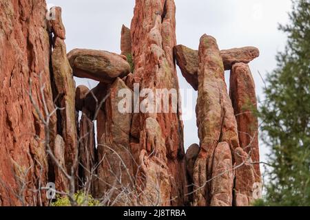 Der unglaublich tolle Garden of the Gods ist ein unverzichtbarer Zwischenstopp, wenn Sie durch Colorado Springs, Colorado, reisen Stockfoto