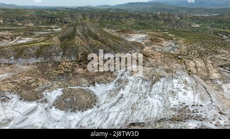 Blick auf die riesige Wüste Tabernas in der Provinz Almeria, Spanien Stockfoto