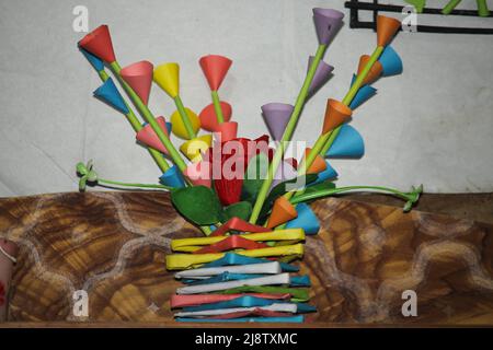 Verschiedene Arten von Blumen aus Papier. Stockfoto