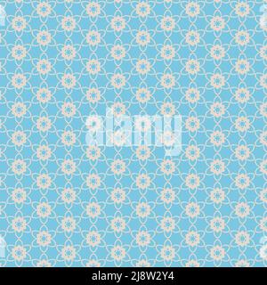Ziermuster mit geometrischem Nahtmuster. Vektorblau und Beige abstrakter Hintergrund. Stock Vektor