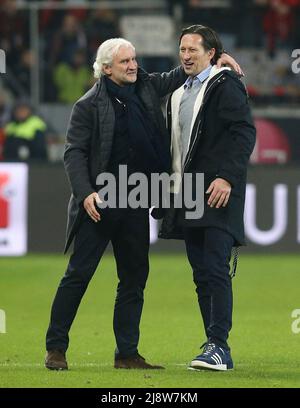 Leverkusen, Deutschland. 29. Nov, 2014. firo Fußball, Fußball, 29.11.2014 1. Bundesliga, 1. BL Saison 2014/2015 Bayer 04 Leverkusen - FC Köln Köln 5:1 Bayer-Manager Sportdirektor Rudi voller Voeller, Bayer-Trainer Roger Schmidt, Jubel, Geste, Geste, ganze Figur Kredit: dpa/Alamy Live News Stockfoto