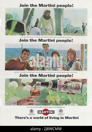 Martini Vintage Werbeplakat Papier Anzeige 1970s Martini bianco martini rosso Stockfoto