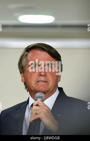 Brasilia, Brasilien. 18.. Mai 2022. DF - Brasilia - 05/18/2022 - BRASILIA, BOLSONARO BEI EINER ZEREMONIE IM PLANALTO-PALAST - der Präsident der Republik, Jair Bolsonaro, während einer Zeremonie im Planalto-Palast am Mittwoch, den 18. Mai. Foto: Mateus Bonomi/AGIF/Sipa USA Quelle: SIPA USA/Alamy Live News Stockfoto