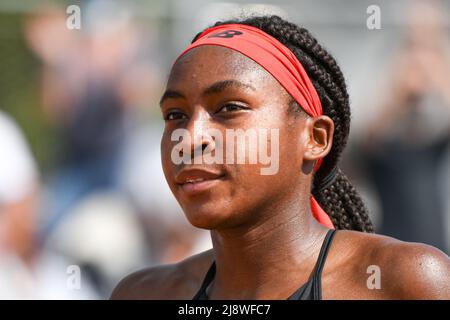 Cori Coco Gauff aus den USA während der zweiten Runde bei Roland-Garros (French Open), Grand Slam Tennisturnier am 3. Juni 2021 im Roland-Garros Stadium i Stockfoto