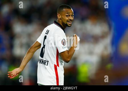 Sevilla, Spanien. 18.. Mai 2022. Während der UEFA Europa League spielte am 18. Mai 2022 im Sanchez Pizjuan Stadium in Sevilla, Spanien, das Endspiel zwischen Eintracht Frakfurt und dem FC Rangers. (Foto von PRESSINPHOTO) Credit: PRESSINPHOTO SPORTS AGENCY/Alamy Live News Stockfoto