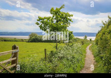 Weg vom Wirral Weg Richtung Meer/Strand/Thurstaston Stockfoto