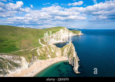 White Cliffs über Jurassic Coast und Durdle Door, Wareham, Dorset, England, Europa Stockfoto