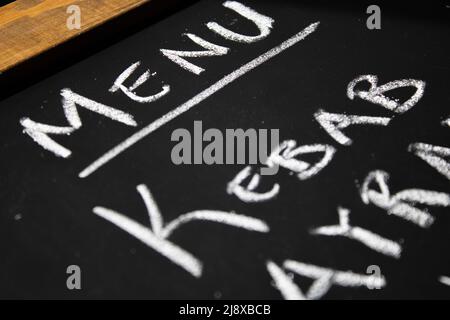 Menü auf Tafel Stockfoto
