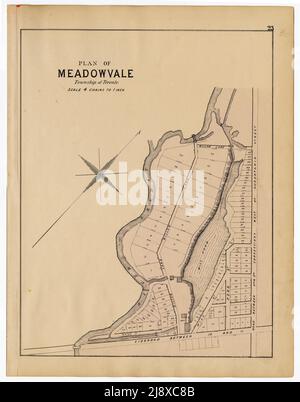 Eine Karte von Meadowvale, im illustrierten historischen Atlas der Grafschaft Peel, Ontario (1877) Stockfoto