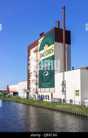 Jacobs Krönung, Kaffeeröstung - Kaffeeröster am Britzer Zweigkanal/ Britzer Verbindungskanal in Berlin Stockfoto