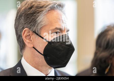 New York, NY - 18. Mai 2022: US-Außenminister Antony Blinken besucht das UN-Hauptquartier Stockfoto