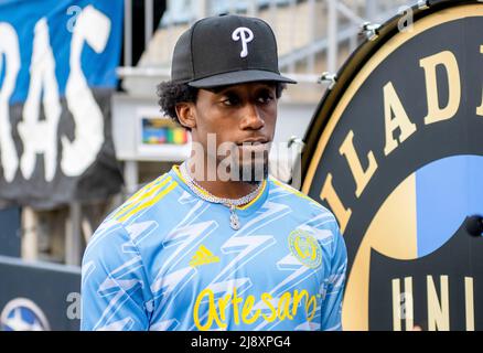 Chester, Pennsylvania, USA. 18.. Mai 2022. 18. Mai 2022, Chester PA- Philadelphia Eagles Corner Back, ZECH MCPHEARSON (27) beim Spiel der Philadelphia Union gegen die Inter Miami CF im Subaru Park, (Bildquelle: © Ricky Fitchett/ZUMA Press Wire) Bildquelle: ZUMA Press, Inc./Alamy Live News Stockfoto