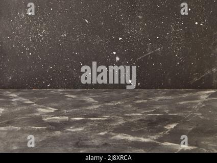 Hintergrundtextur aus schwarzem Marmor und Schwarz mit weißen Flecken Hintergrund für die Fotografie von Lebensmitteln und Produkten. Stockfoto