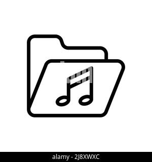 Ordner Symbol Vektor mit Ton. Musik. Linie Symbol Stil. Einfaches Design Illustration editierbar Stock Vektor