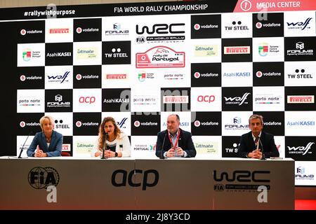 HOLDERIED Isolde, THORNER Tina, REID Robert (gbr), FIA Stellvertretender Präsident für Sport, Portrait, MOYA Luis, Legends of Rally, Pressekonferenz de Presse, Pressekonferenz während der Rallye Portugal 2022, 4. Runde der WRC World Rally Car Championship 2022, vom 19. Bis 22. Mai 2022 in Matosinhos, Portugal - Foto Paulo Maria / DPPI Stockfoto