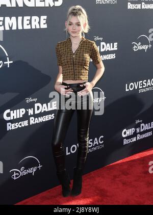 Los Angeles, USA. 18.. Mai 2022. Sarah Dorothy Little kommt bei der CHIP ‘N DALE: RESCUE RANGERS Weltpremiere, die am Mittwoch, 18. Mai 2022, im El Capitan Theatre stattfand. (Foto: Sthanlee B. Mirador/Sipa USA) Quelle: SIPA USA/Alamy Live News Stockfoto