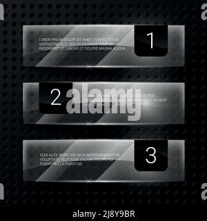 Glas Vektor Banner Set. Transparenter Rahmen glänzend, Form blank Illustration Stock Vektor