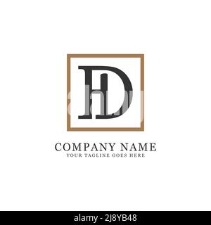 Initial Name DH Logo Design Vektor, einfachen Buchstaben Namen DH Logo Inspirationen Stock Vektor