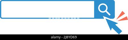 Ein blaues Suchfeld und eine Reihe von Mauscursors. Pop-Vektoren. Bearbeitbarer Vektor. Stock Vektor