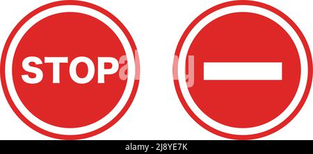 Rotes Stoppzeichen-Symbol gesetzt. Bearbeitbarer Vektor. Stock Vektor