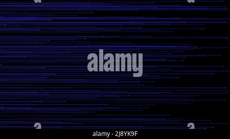 3D abstrakte Datenzeilen Hintergrund. Digitale Neon blu Energielinien bewegen sich auf schwarzem Hintergrund. Netzwerk, Internet, Technologiekonzept. Hochwertige 3D-Illustration Stockfoto