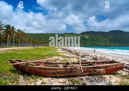 Palmen am Strand in Playa Bonita Strand auf der Halbinsel Samana in der Dominikanischen Republik in der Nähe der Stadt Las Terrenas. Resultados de Traducción STAR Bor Stockfoto