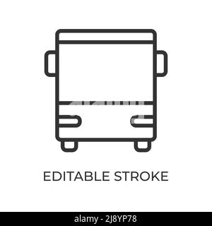 Symbol für die Linie der Bus-Vorderansicht. Bodentransport. Wird für den Transport durch die Stadt, den Personentransport und Reisen verwendet. Isolierte Vektordarstellung auf weißem Hintergrund. Bearbeitbare Kontur. Stock Vektor
