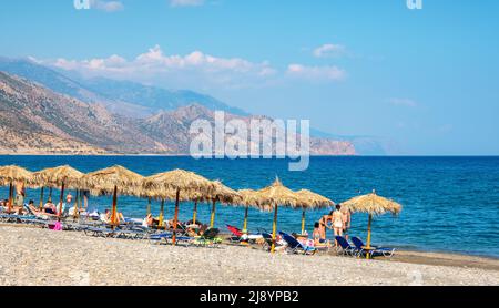 Kiesstrand von Chalikia in Paleochora. Kreta, Griechenland Stockfoto