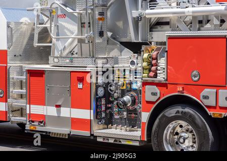 Detail von einem Feuerwehrauto Stockfoto