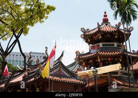 Singapur City, Singapur-08.September 2019: Singapurs Chinatown es ist berühmt für seine farbenfrohen historischen Gebäude, in denen alte chinesische Geschäfte versteckt sind. Stockfoto