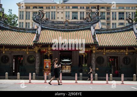 Singapur City, Singapur-08.September 2019: Singapurs Chinatown es ist berühmt für seine farbenfrohen historischen Gebäude, in denen alte chinesische Geschäfte versteckt sind. Stockfoto