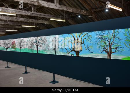 David Hockney Paintings, Ein Jahr in der Normandie, Salts Mill, West Yorkshire Stockfoto
