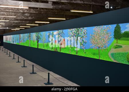 David Hockney Paintings, Ein Jahr in der Normandie, Salts Mill, West Yorkshire Stockfoto