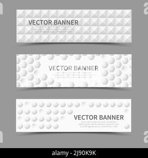 Set von horizontalen Banner mit 3D geometrischen Formen. Geometrische Ausbuchtung, Deckentextur, Vektorgrafik Stock Vektor