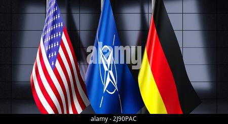 Flaggen Deutschland, NATO und USA - Abbildung 3D Stockfoto