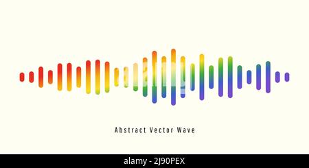 Farbenfrohe Signalwellen- oder Klangwellenausgleichswelle. Isolierter Hintergrund Design musikalische Schallwelle. Vektorgrafik. Stock Vektor