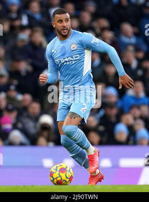 Aktenfoto vom 21-11-2021 von Kyle Walker aus Manchester City. John Stones und Kyle Walker haben sich am Sonntag vor dem entscheidenden Finale der Premier League gegen Aston Villa in Manchester City trainiert. Ausgabedatum: Donnerstag, 19. Mai 2022. Stockfoto