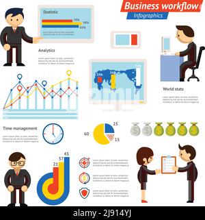 Business Infografik Workflow Illustration zeigt verschiedene Phasen des Geschäfts Stock Vektor