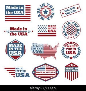 Vector Set von Made in USA Labels Stock Vektor