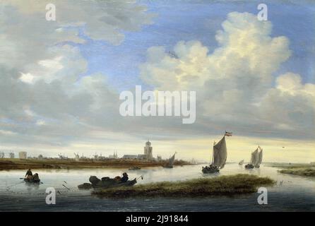 Eine Ansicht von Deventer aus dem Nordwesten von Salomon Jacobsz van Ruysdael (um 1602-1670), Öl auf Holz, 1657 Stockfoto