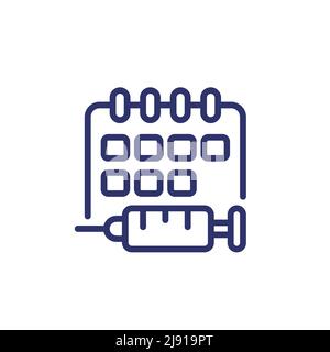 Symbol für die Zeile „Impfplan“ mit einem Kalender Stock Vektor