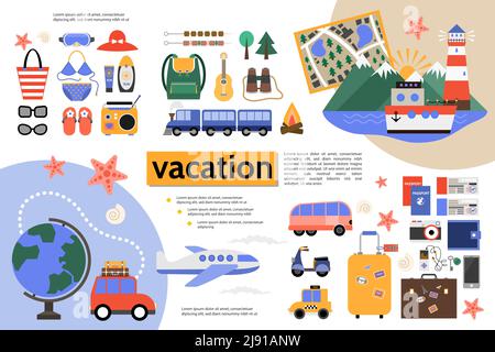 (Flat Summer Vacation Infografik Konzept Stock Vektor