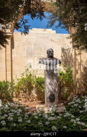 Statue von Winston Churchill, Upper Barraka Gardens, Valletta, Malta Stockfoto