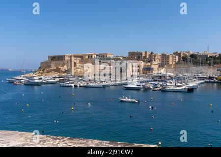 Blick auf Kalkara von Vittoriosa (Birgu), den drei Städten, Malta Stockfoto