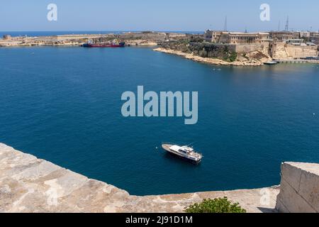 Blick auf Kalkara von Fort St Angelo, Vittoriosa (Birgu), den drei Städten, Malta Stockfoto