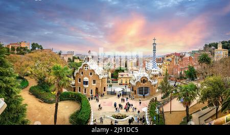 Park Güell von Antoni Gaudi in Barcelona, Spanien. Stockfoto