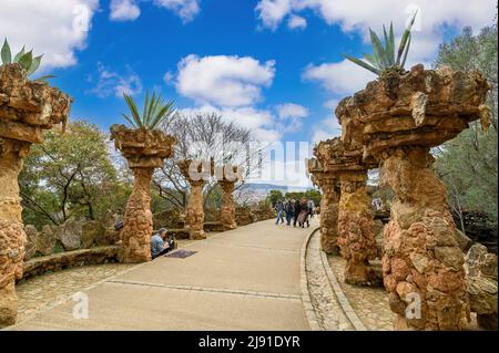 Park Güell von Antoni Gaudi in Barcelona, Spanien. Stockfoto