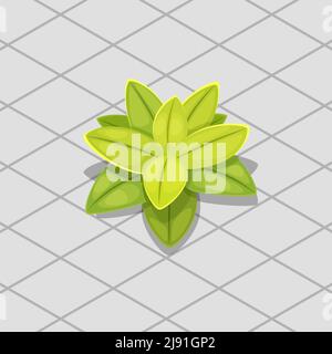 Isometrischer Busch für 2D Spiel, Cartoon Landschaft Objekt Stock Vektor