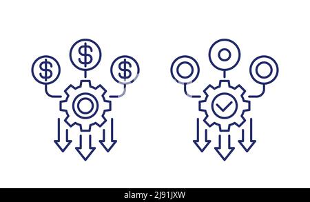 Symbole für die Linien zur Optimierung des Cashflows Stock Vektor