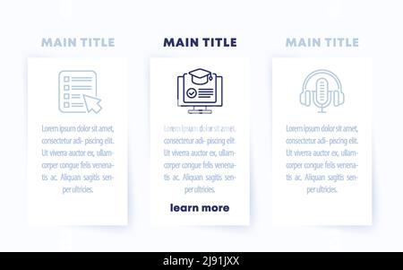 Vorlage für Infografiken für Online-Bildung mit Symbolen Stock Vektor
